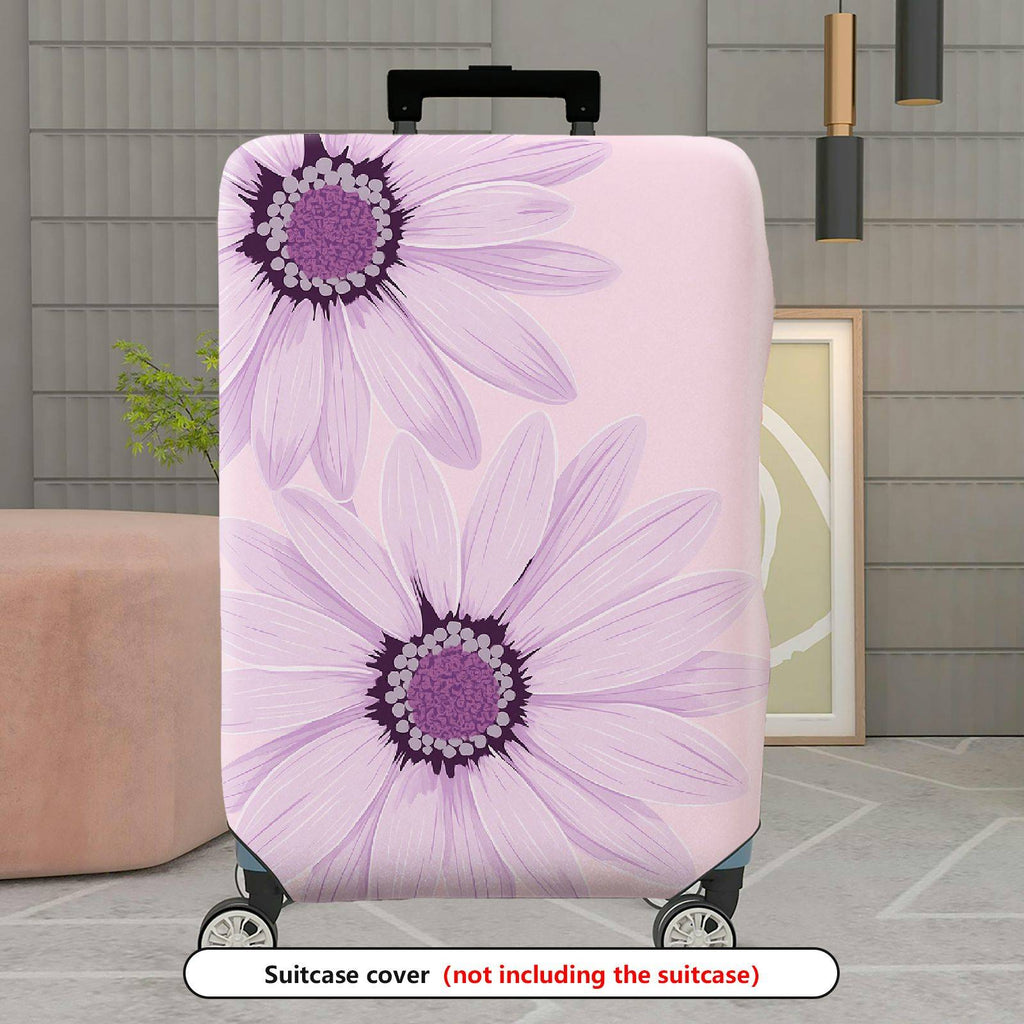 1-Piece Floral Purple Daisy Flower Pastel Decorative Stylish  Suitcase Luggage Cover, Stretch Protective Sleeve