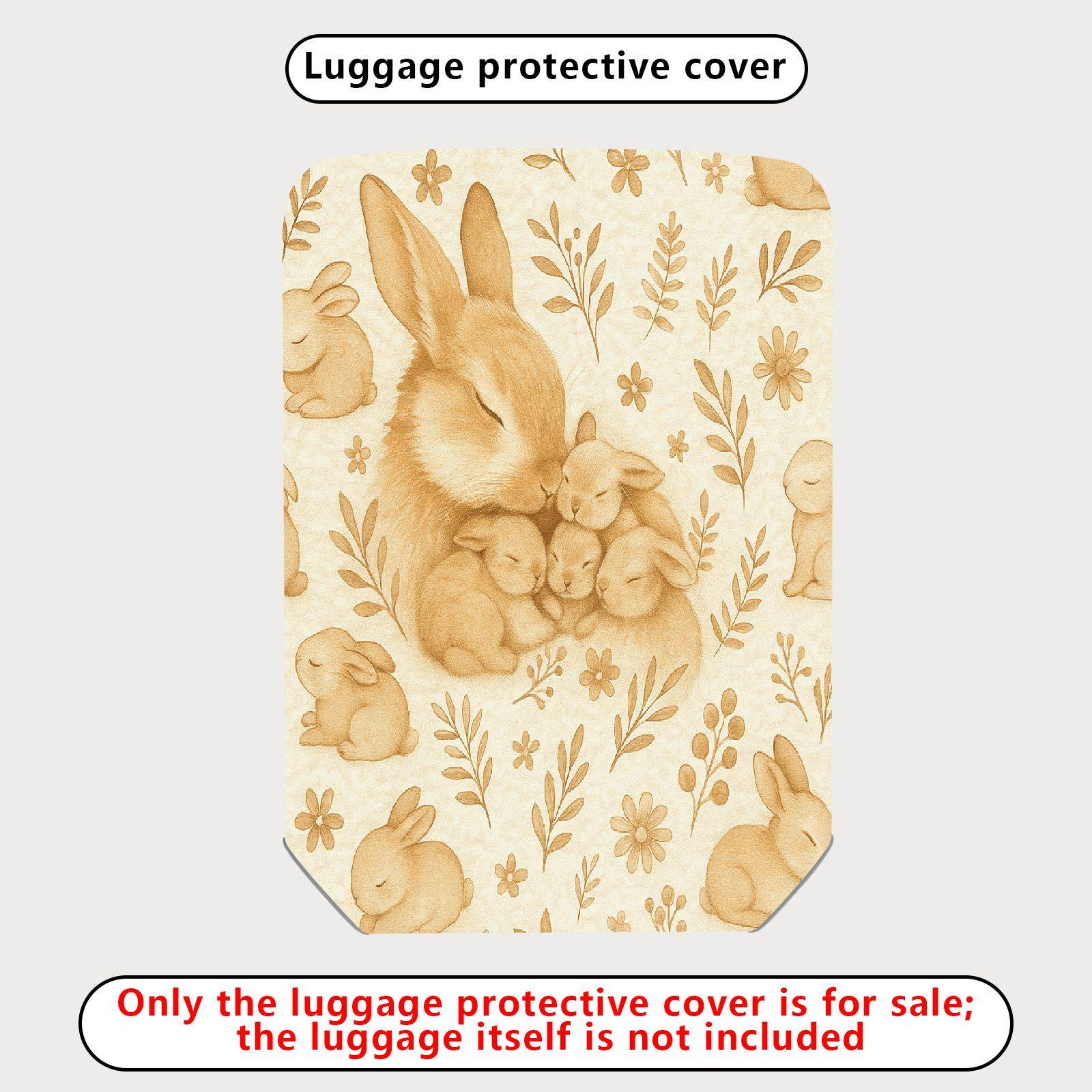 1-Piece Rabbit Floral Cute Adorable Animal Spring  Suitcase Luggage Cover, Stretch Protective Sleeve
