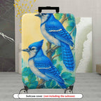 1-Piece Blue Jay Bird Leaf Artistic  Suitcase Luggage Cover, Stretch Protective Sleeve
