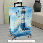 1-Piece Lighthouse Seascape Waves Birds Ocean Nautical  Suitcase Luggage Cover, Stretch Protective Sleeve