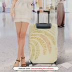 1-Piece Abstract Elegant Botanical Beige Floral  Suitcase Luggage Cover, Stretch Protective Sleeve