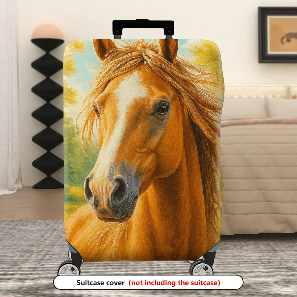 1-Piece Horse Art Nature Scenery Yellow Sky Forest  Suitcase Luggage Cover, Stretch Protective Sleeve