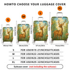 1-Piece Deer Flowers Forest Nature Scenic  Suitcase Luggage Cover, Stretch Protective Sleeve