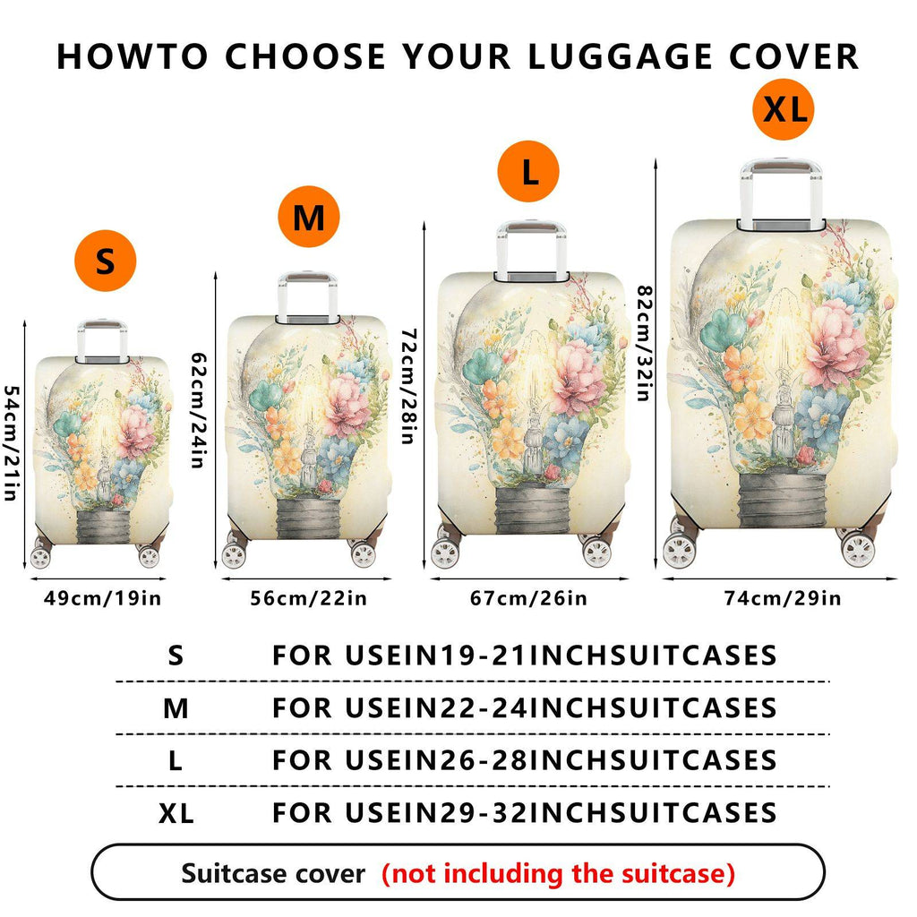 1-Piece Floral  Bulb Painting Artistic Abstract Watercolor  Suitcase Luggage Cover, Stretch Protective Sleeve