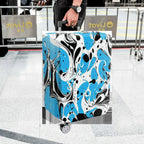 1-Piece Abstract Blue Black White Swirl Artistic Luggage  Suitcase Luggage Cover, Stretch Protective Sleeve