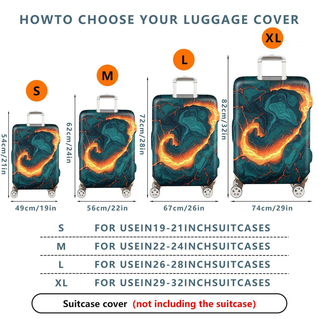 1-Piece Abstract Fiery Volcanic Marble Swirl Pattern  Suitcase Luggage Cover, Stretch Protective Sleeve