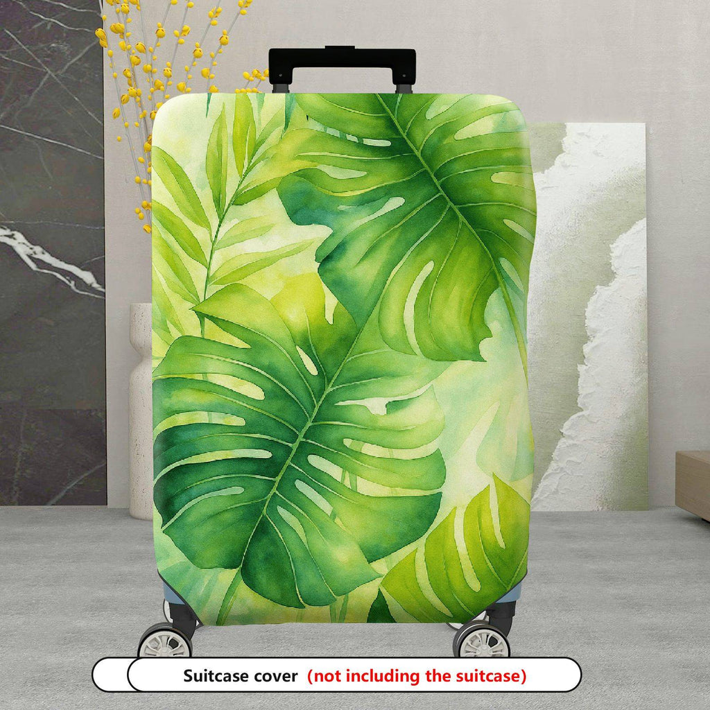 1-Piece Green Leaves Tropical Botanical Plant Nature Art  Suitcase Luggage Cover, Stretch Protective Sleeve