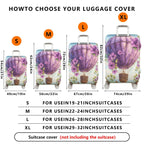 1-Piece Purple Balloon Floral Sky Artistic  Suitcase Luggage Cover, Stretch Protective Sleeve