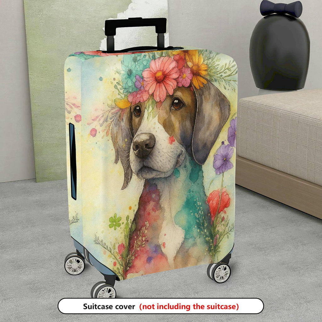 1-Piece Floral Dog Art Watercolor Colorful Artistic  Suitcase Luggage Cover, Stretch Protective Sleeve