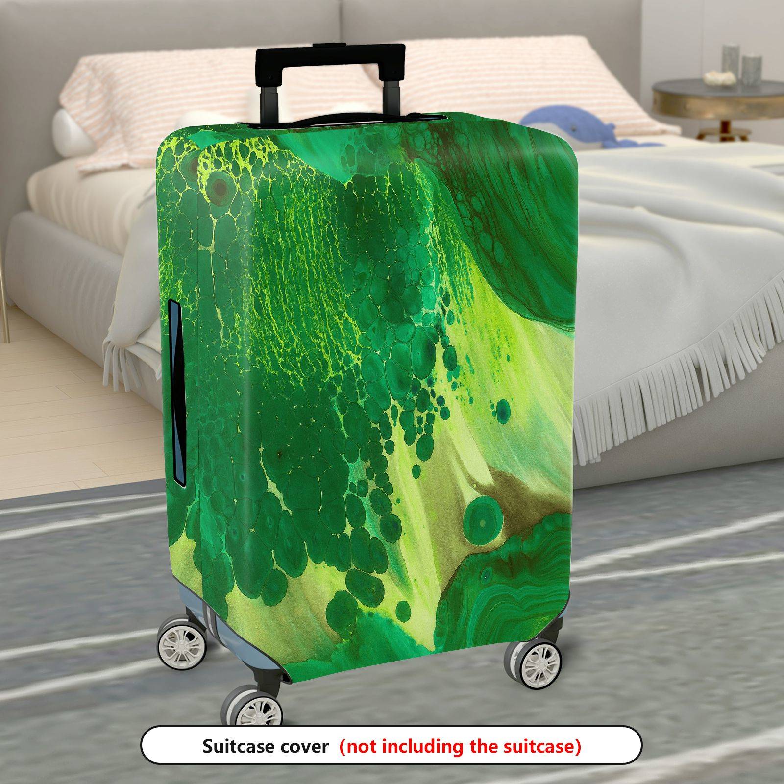 1-Piece Abstract Green Artistic Fluid Pattern Colorful  Suitcase Luggage Cover, Stretch Protective Sleeve