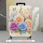 1-Piece Floral Music Notes Colorful Roses Abstract Artistic  Suitcase Luggage Cover, Stretch Protective Sleeve