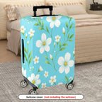 1-Piece Floral Leaf Blue White Travel  Suitcase Luggage Cover, Stretch Protective Sleeve