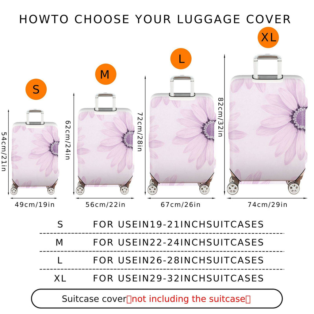 1-Piece Floral Purple Pastel Daisy Artistic Soft Flower  Suitcase Luggage Cover, Stretch Protective Sleeve