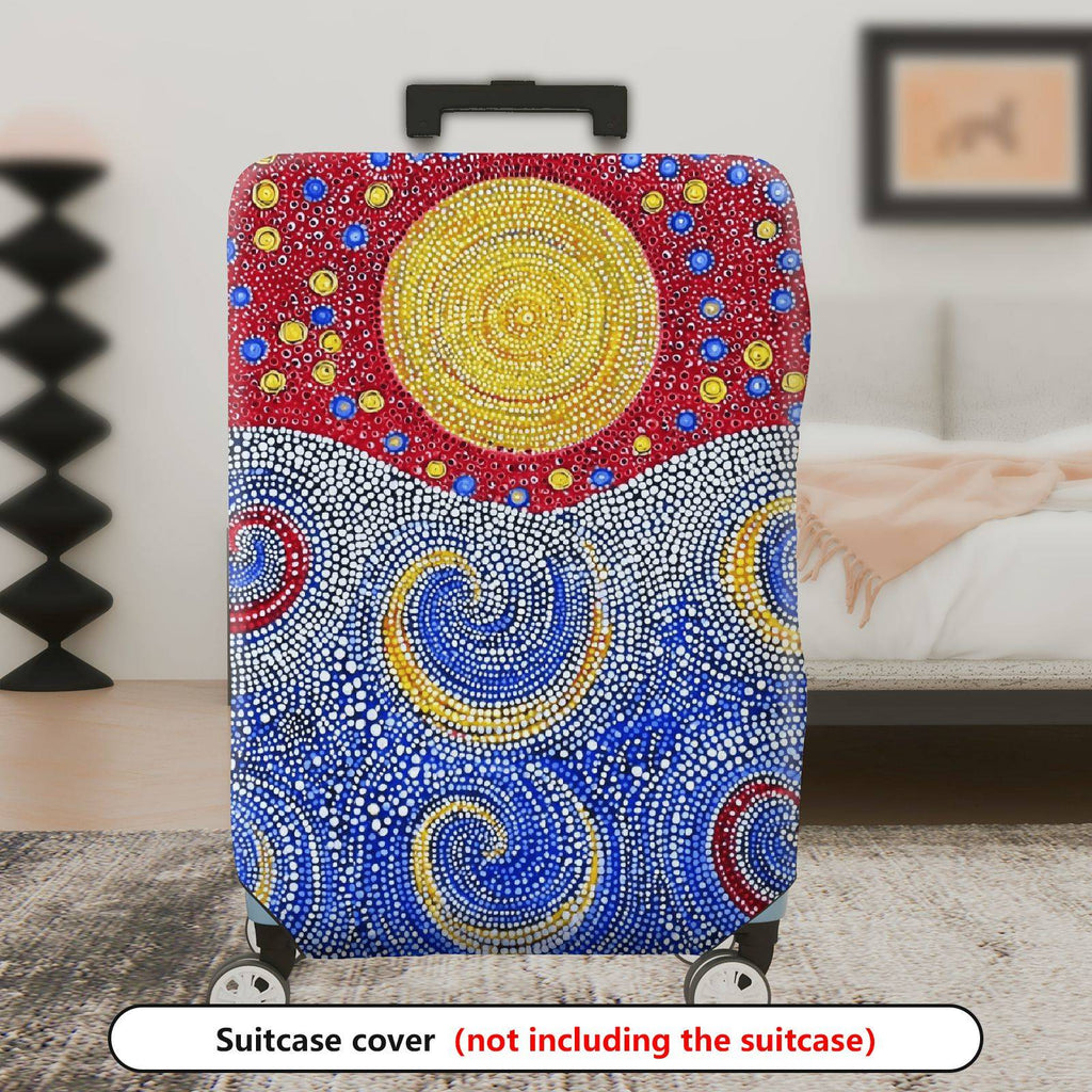 1-Piece Abstract Colorful Sun Swirl Dot Artistic  Suitcase Luggage Cover, Stretch Protective Sleeve