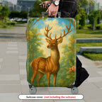 1-Piece Deer Flowers Forest Nature Scenic  Suitcase Luggage Cover, Stretch Protective Sleeve