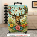 1-Piece Deer Flower Butterfly Forest Nature Colorful  Suitcase Luggage Cover, Stretch Protective Sleeve
