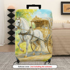 1-Piece Elegant Horse Carriage Vintage Nature Scenic Art  Suitcase Luggage Cover, Stretch Protective Sleeve