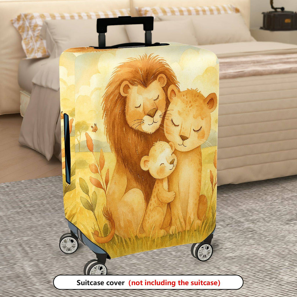 1-Piece Lion Family Animal Abstract Nature Art Pattern  Suitcase Luggage Cover, Stretch Protective Sleeve