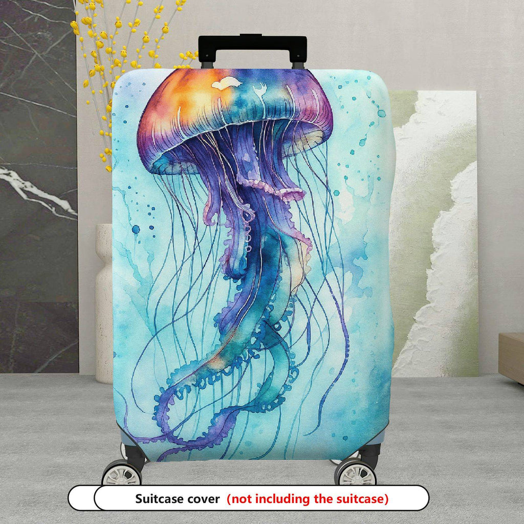 1-Piece Colorful Jellyfish Ocean Marine Sea Animal Artistic  Suitcase Luggage Cover, Stretch Protective Sleeve