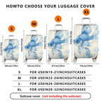 1-Piece Artistic Blue Fish Floral Nature Elegant  Suitcase Luggage Cover, Stretch Protective Sleeve