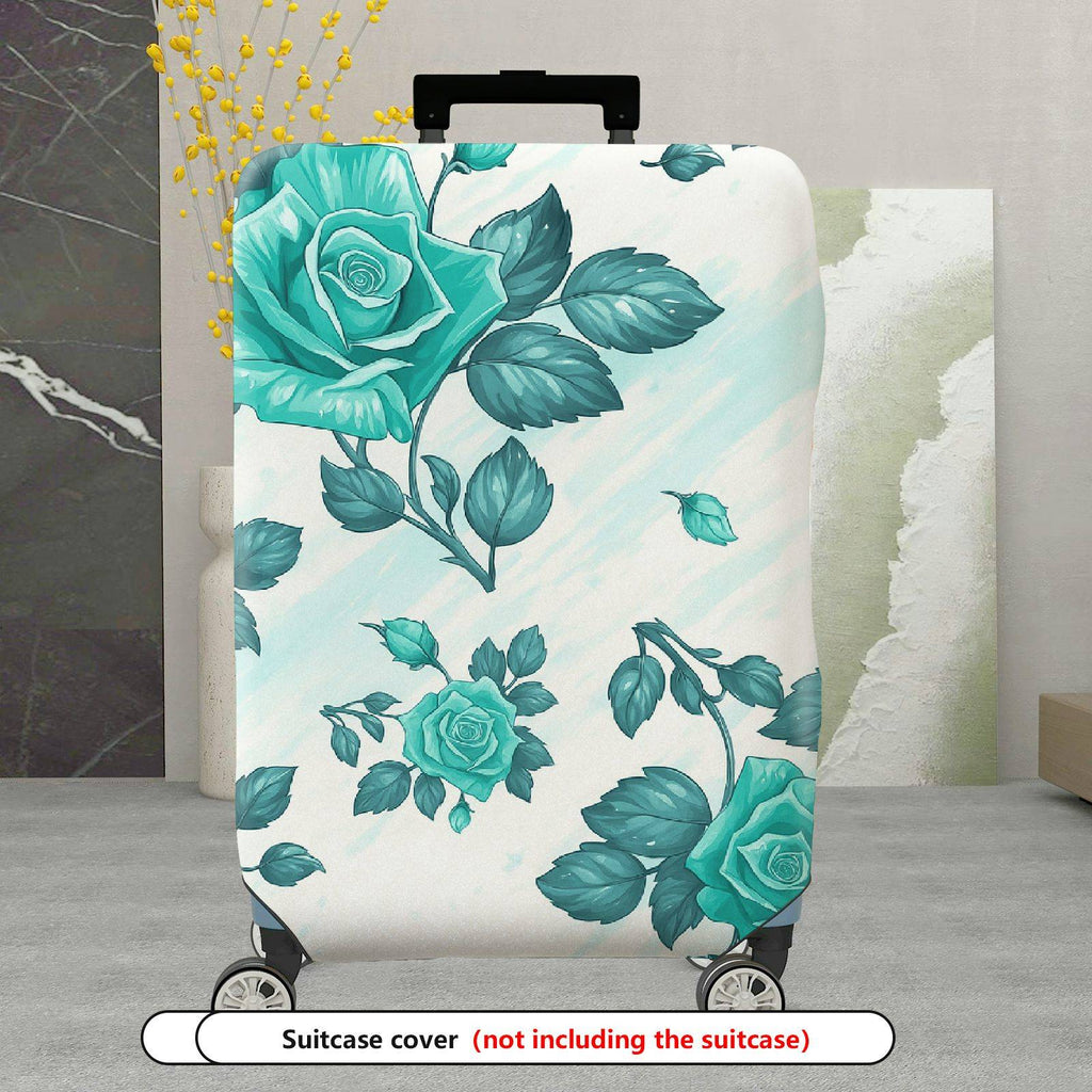 1-Piece Blue Rose Floral Artistic Elegant Stylish Chic  Suitcase Luggage Cover, Stretch Protective Sleeve