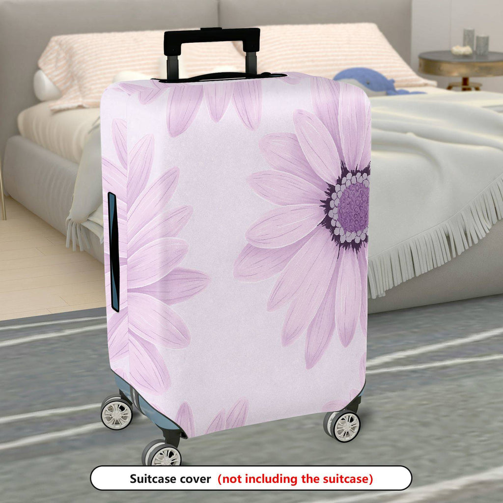 1-Piece Floral Purple Pastel Daisy Artistic Soft Flower  Suitcase Luggage Cover, Stretch Protective Sleeve