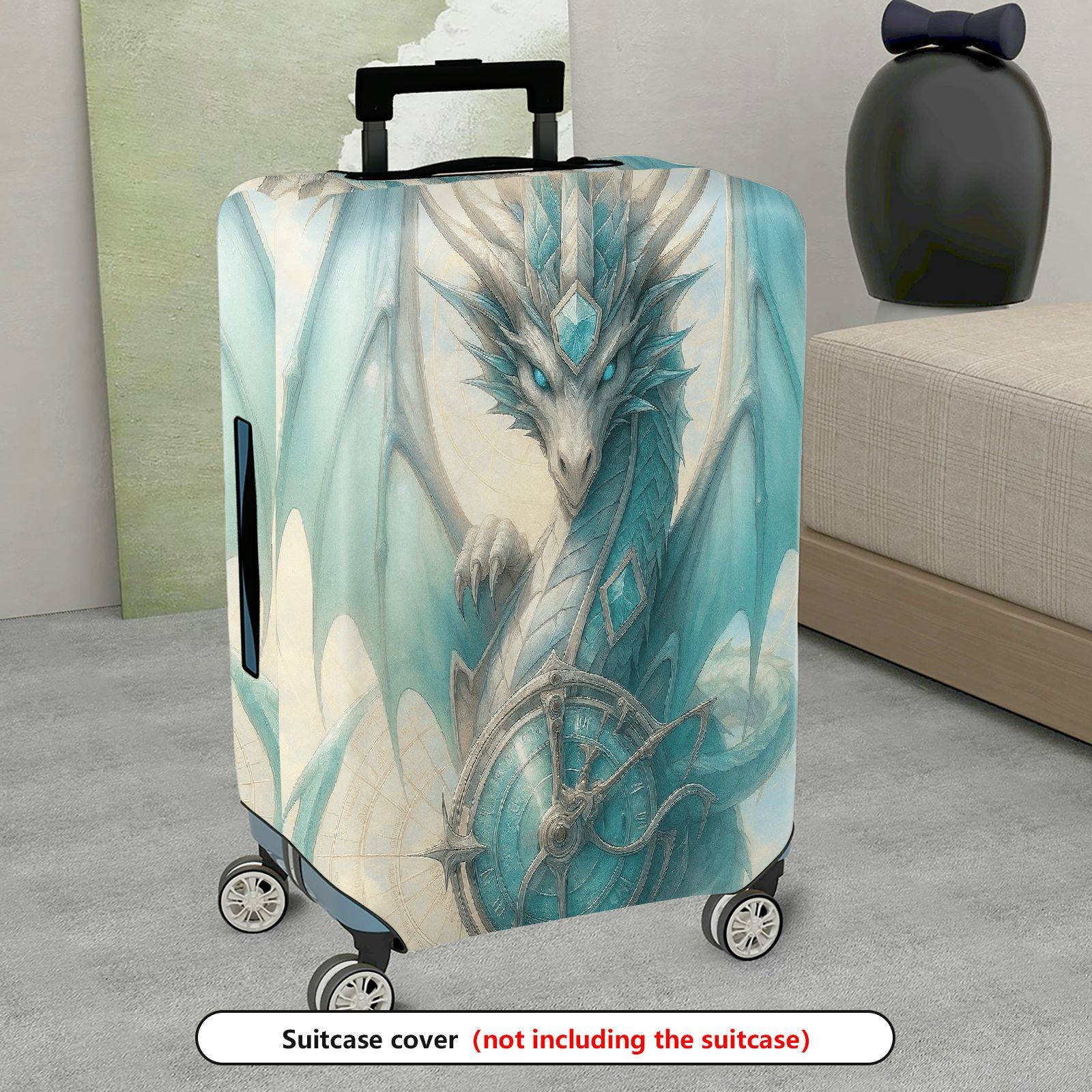1-Piece Blue Fantasy Dragon Artwork Protective  Suitcase Luggage Cover, Stretch Protective Sleeve