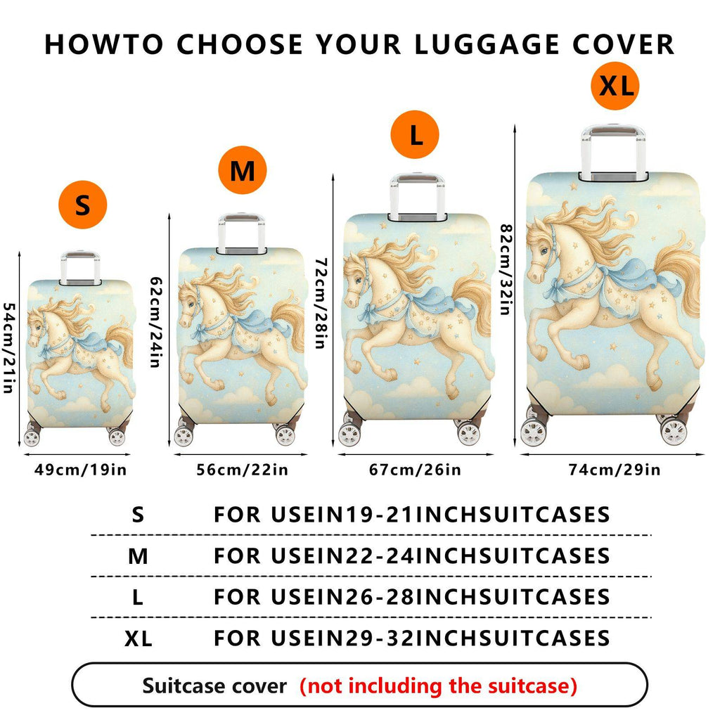 1-Piece Horse Star Cloud Pastoral Sky Fantasy  Suitcase Luggage Cover, Stretch Protective Sleeve