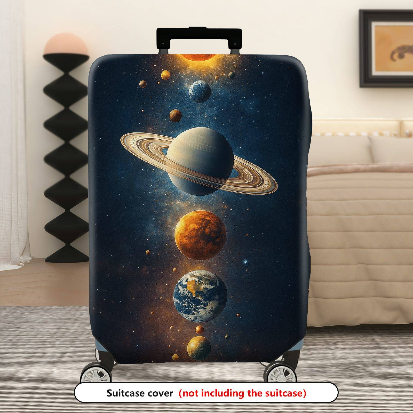 1-Piece Outer Space Planet Universe Galaxy Saturn Earth  Suitcase Luggage Cover, Stretch Protective Sleeve