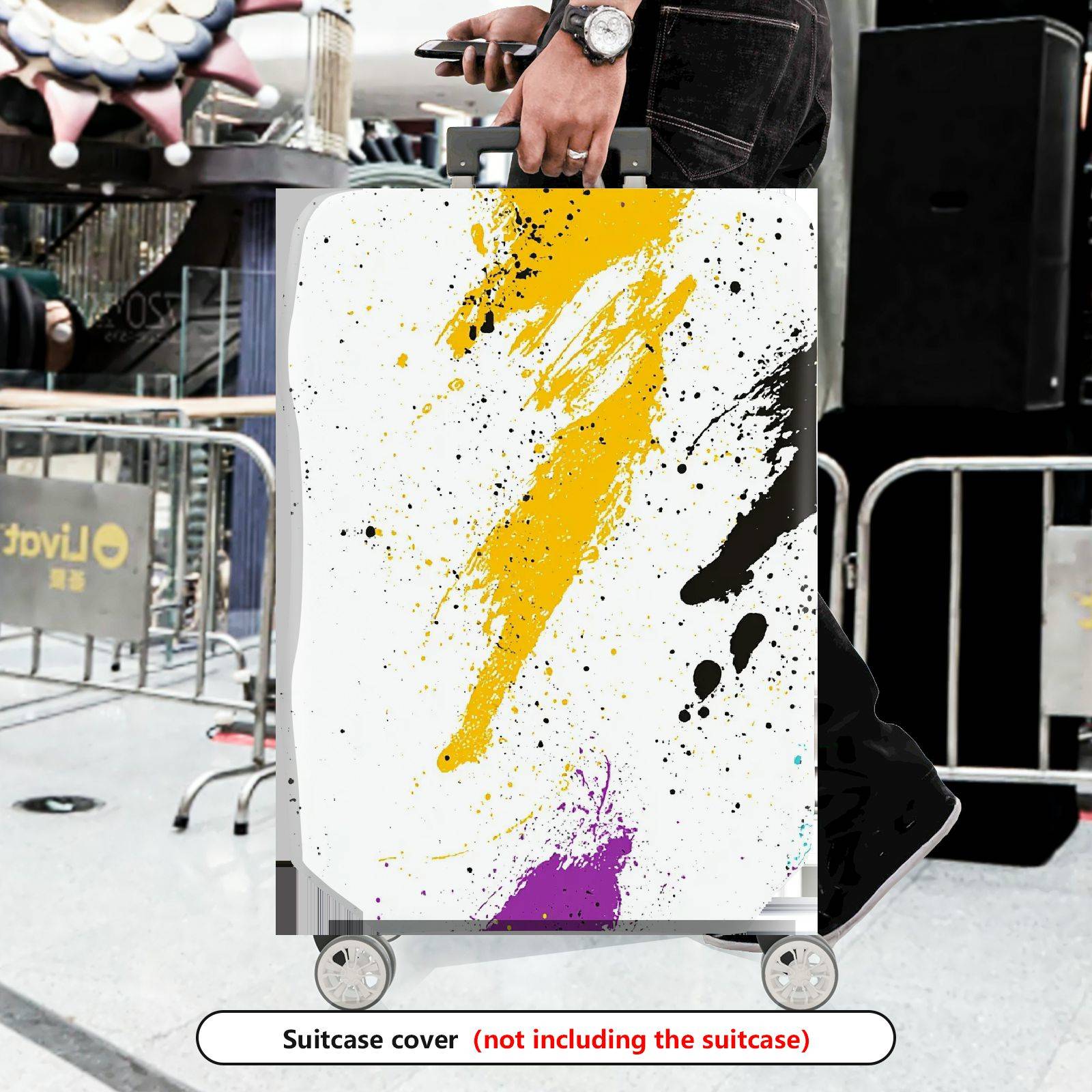 1-Piece Abstract Colorful Paint Splatter Artistic Graffiti Stylish  Suitcase Luggage Cover, Stretch Protective Sleeve