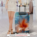 1-Piece Abstract Floral Blue Orange Artistic Luggage  Suitcase Luggage Cover, Stretch Protective Sleeve