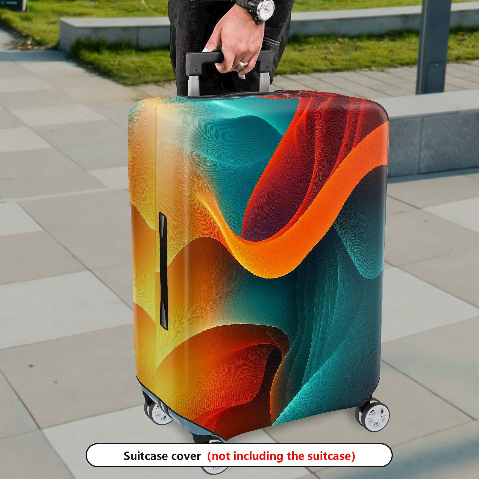 1-Piece Abstract Colorful Vibrant Artistic Modern Energetic  Suitcase Luggage Cover, Stretch Protective Sleeve