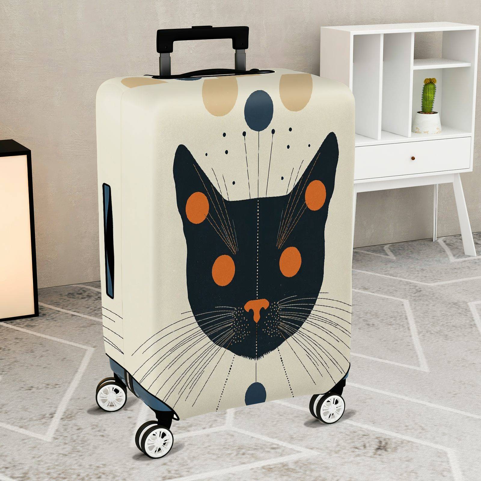 1-Piece Abstract Artistic Cat Pattern Colorful Travel Style Creative Modern  Suitcase Luggage Cover, Stretch Protective Sleeve