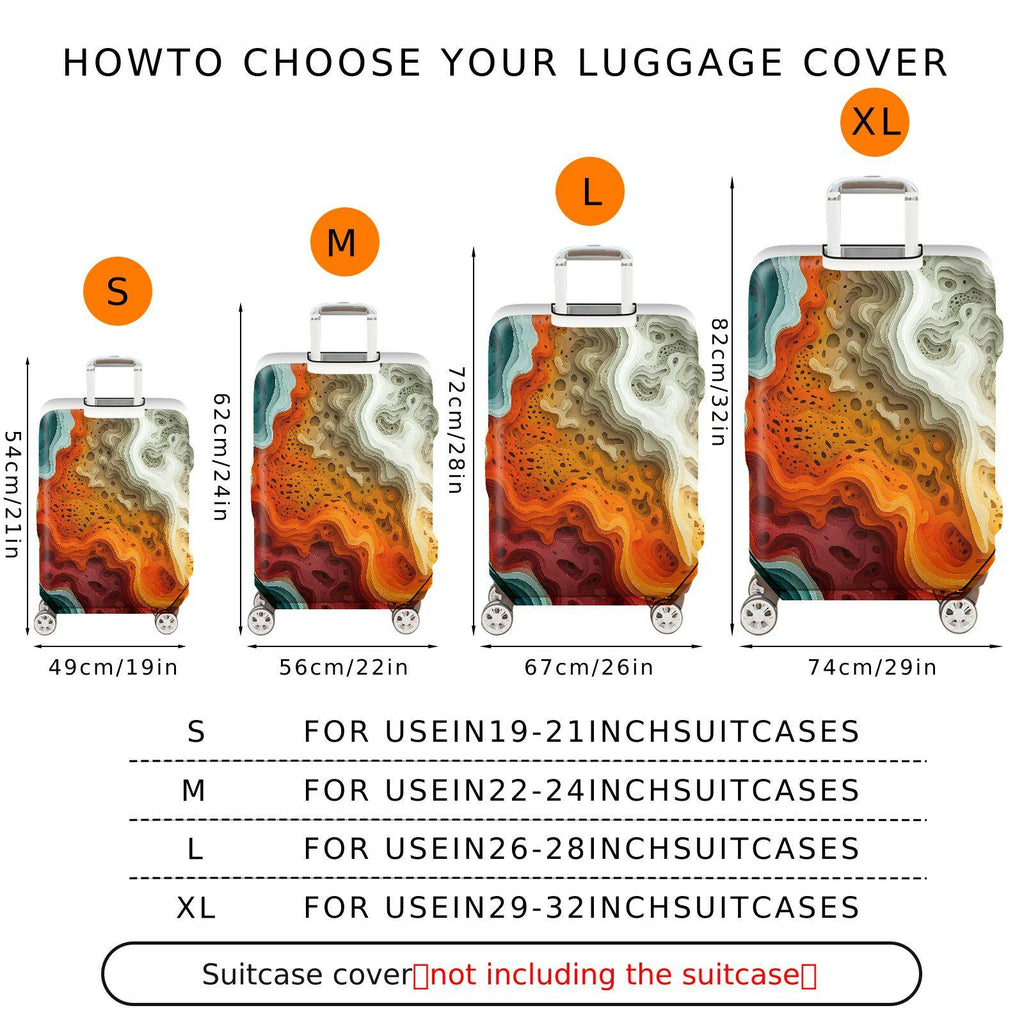 1-Piece Abstract Artistic Colorful Waves Swirls Patterns  Suitcase Luggage Cover, Stretch Protective Sleeve