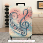 1-Piece Musical Piano Note Heart Art Pattern  Suitcase Luggage Cover, Stretch Protective Sleeve