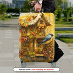 1-Piece Vintage Autumn Birdhouse Grapevine Leaves Artistic  Suitcase Luggage Cover, Stretch Protective Sleeve