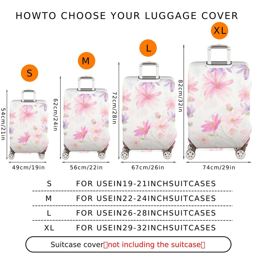 1-Piece Floral Pink Purple Daisy Flower Pattern  Suitcase Luggage Cover, Stretch Protective Sleeve