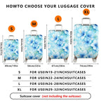 1-Piece Blue Watercolor Tropical Floral Gradient Leaves  Suitcase Luggage Cover, Stretch Protective Sleeve