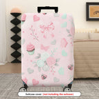 1-Piece Pink Ladybug Heart Butterfly Flower Bow  Suitcase Luggage Cover, Stretch Protective Sleeve