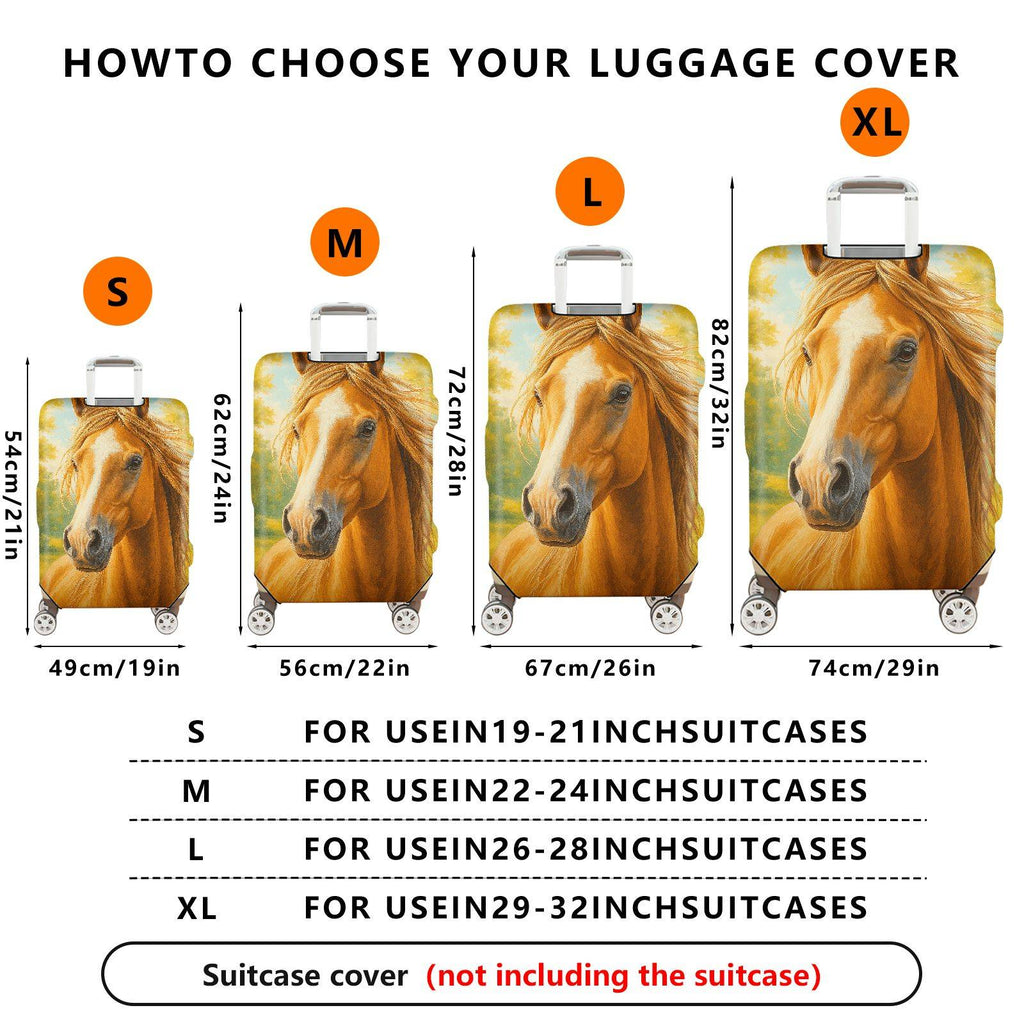 1-Piece Horse Art Nature Scenery Yellow Sky Forest  Suitcase Luggage Cover, Stretch Protective Sleeve