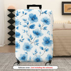 1-Piece Blue Flower Pattern Travel Luggage  Suitcase Luggage Cover, Stretch Protective Sleeve