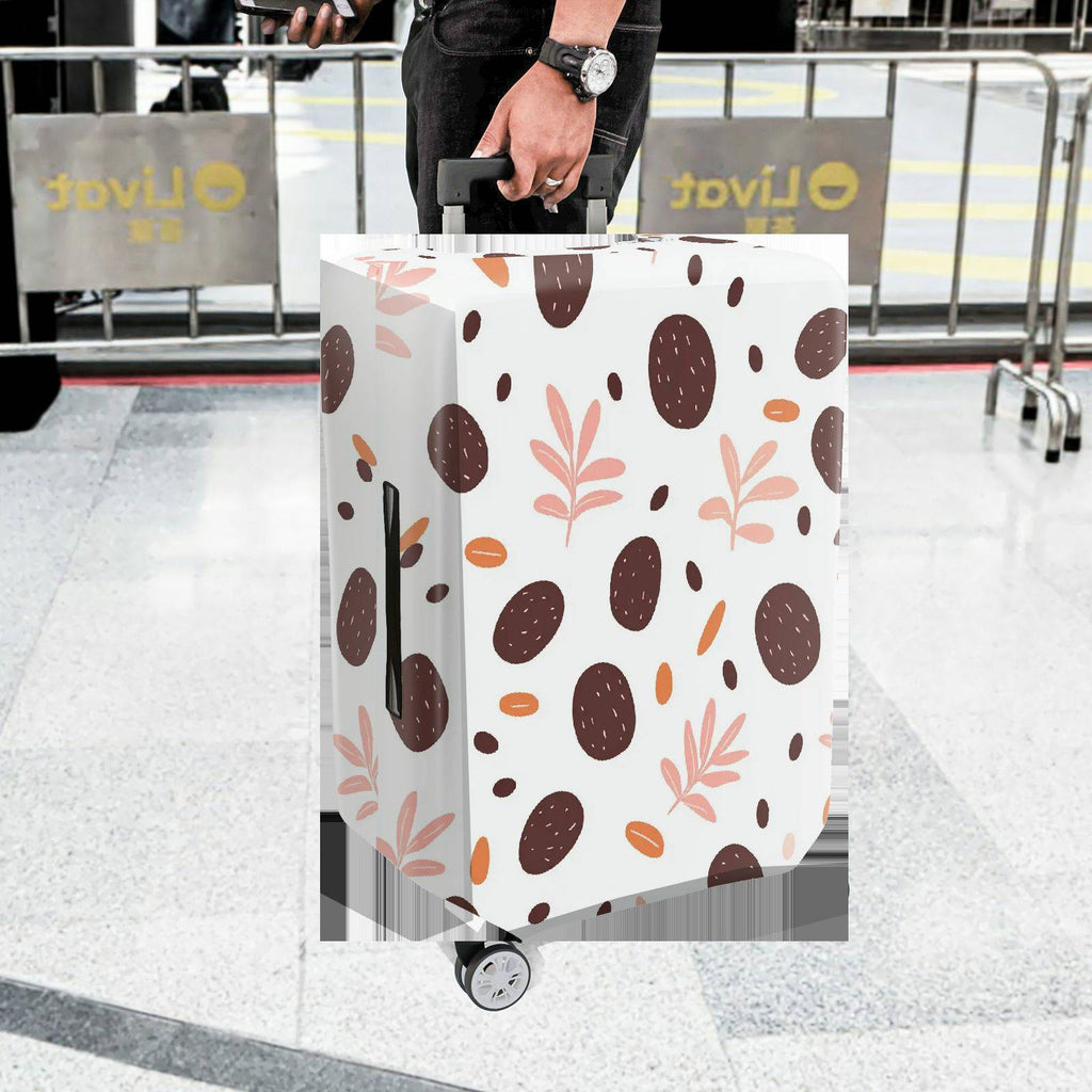 1-Piece Abstract Brown Leaf Pattern  Suitcase Luggage Cover, Stretch Protective Sleeve