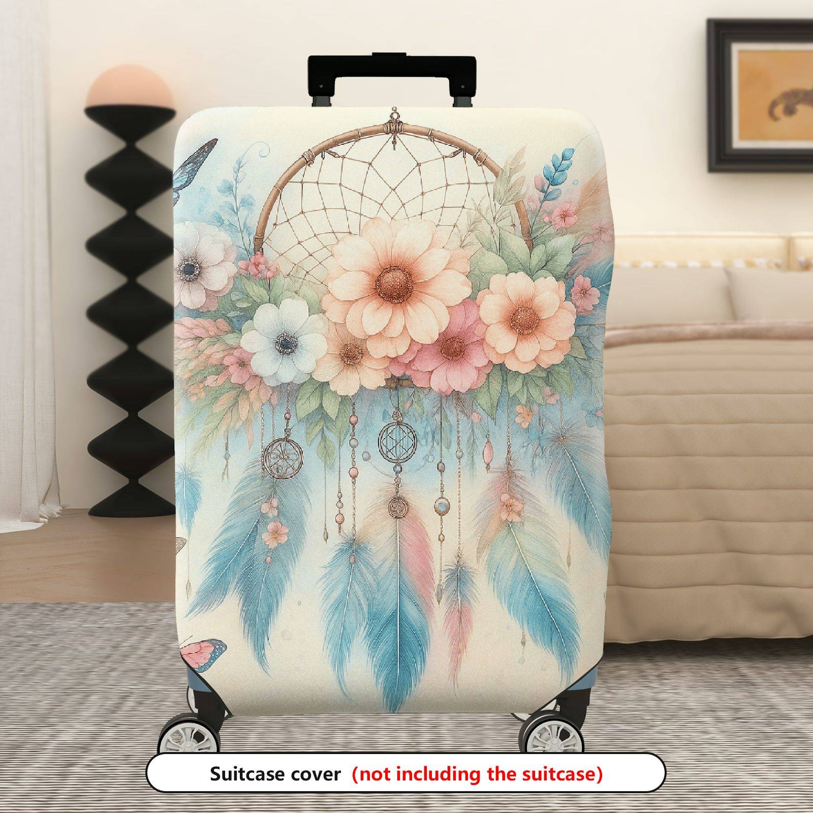 1-Piece Floral Butterfly Dreamcatcher Feathers Art  Suitcase Luggage Cover, Stretch Protective Sleeve