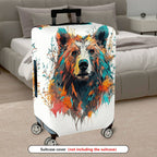 1-Piece Abstract Artistic Bear Nature Colorful Stylish  Suitcase Luggage Cover, Stretch Protective Sleeve