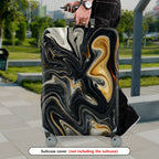 1-Piece Abstract Black Gold White Swirl Pattern Art Design  Suitcase Luggage Cover, Stretch Protective Sleeve