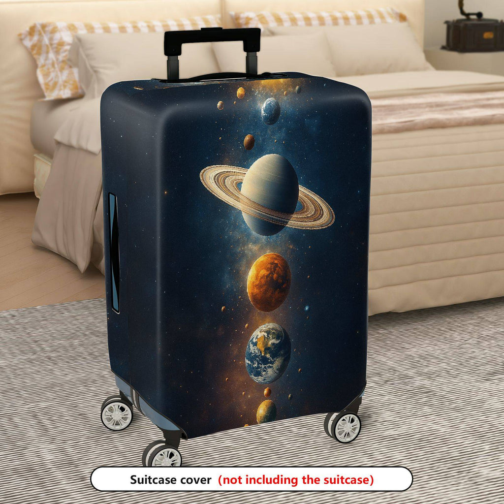 1-Piece Outer Space Planet Universe Galaxy Saturn Earth  Suitcase Luggage Cover, Stretch Protective Sleeve