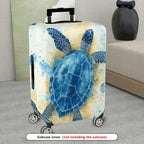 1-Piece Blue Sea Turtle Ocean Marine Animal Watercolor Art Travel  Suitcase Luggage Cover, Stretch Protective Sleeve