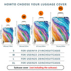 1-Piece Abstract Colorful Artistic Vibrant Fluid Marble  Suitcase Luggage Cover, Stretch Protective Sleeve