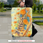 1-Piece Floral Shoe Blue Orange Yellow Artistic Vintage Creative  Suitcase Luggage Cover, Stretch Protective Sleeve