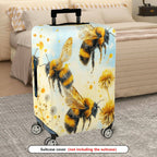 1-Piece Yellow Bee Flower Nature Artistic Travel  Suitcase Luggage Cover, Stretch Protective Sleeve